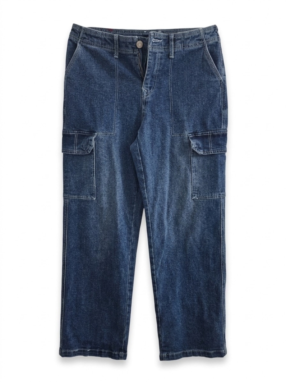 True Religion Indigo Blue Straight Leg Cargo Jeans